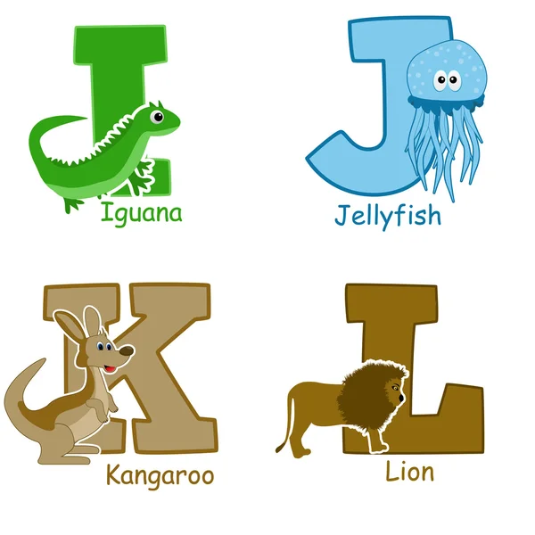 Animaux alphabets de I à L — Image vectorielle