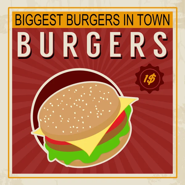 Burgers vintage poster — Stock Vector