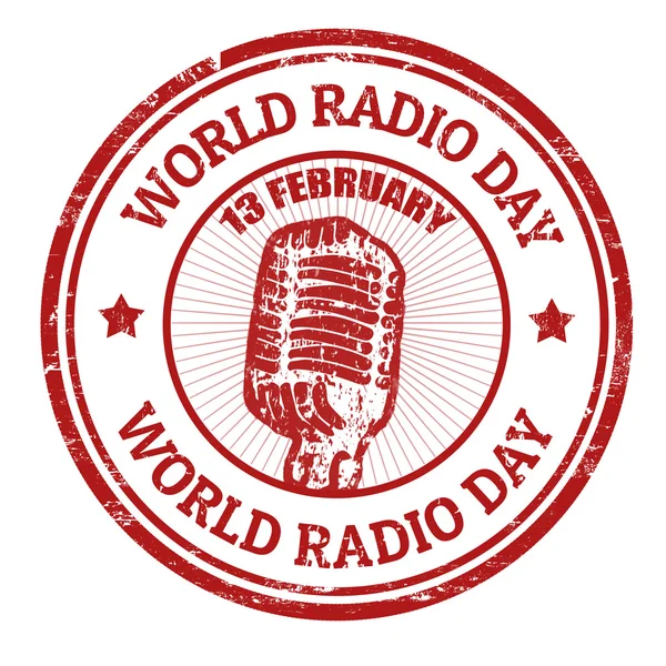 Világ rádió nap bélyegző — Stock Vector