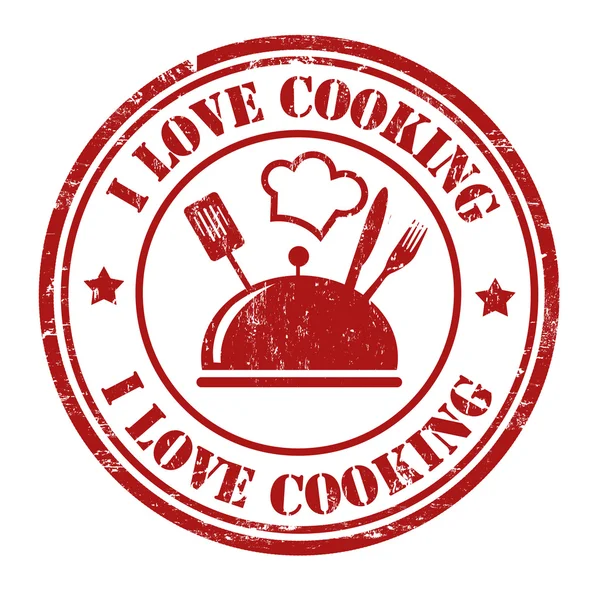 I love cooking stamp — Stock Vector