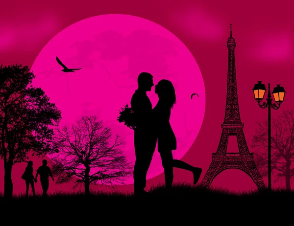 Lovers in Paris — Stock Vector