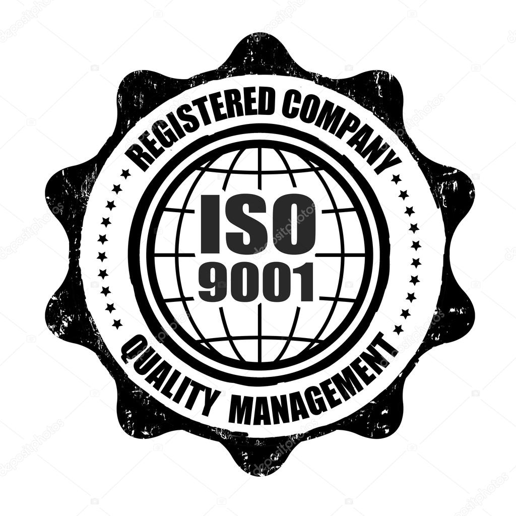 ISO 9001 grunge rubber stamp on white, vector illustration