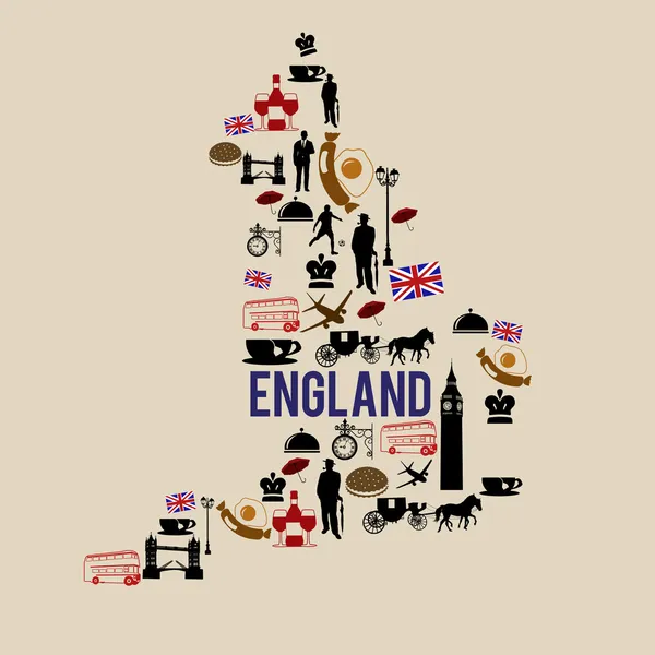 Angleterre carte emblématique silhouette icône — Image vectorielle