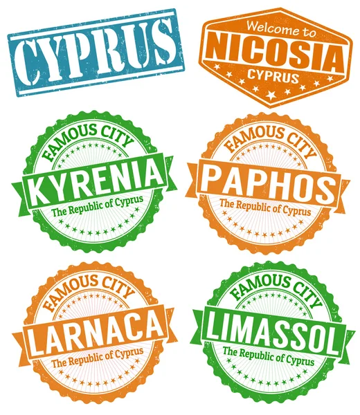 Cyprus cities stamps set — Stock Vector