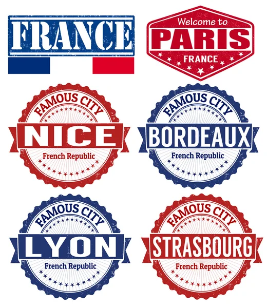 France cities stamps — Stock Vector