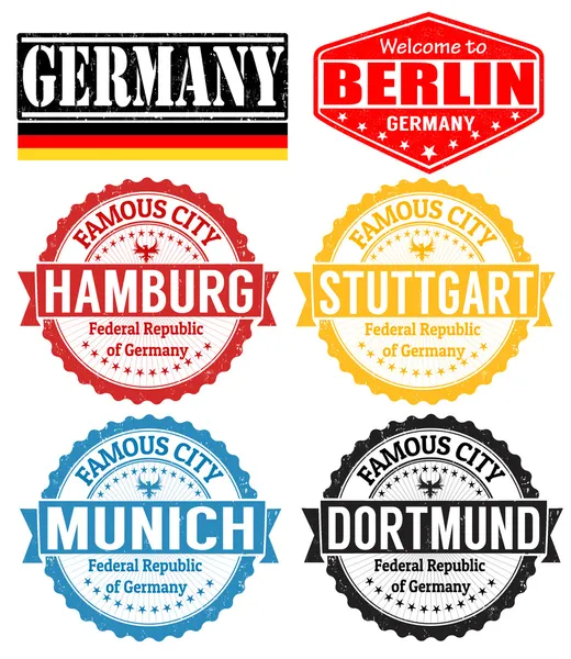 Alemania ciudades sellos — Vector de stock