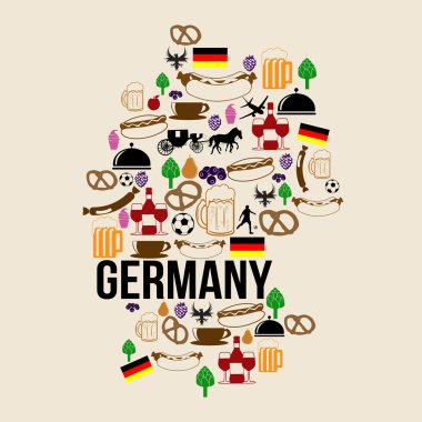 Germany landmark map silhouette icon