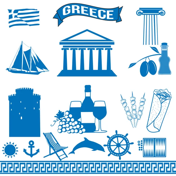 Grèce symboles grecs traditionnels — Image vectorielle