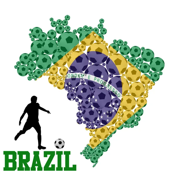 Soccer  Brazil map — Stock Vector