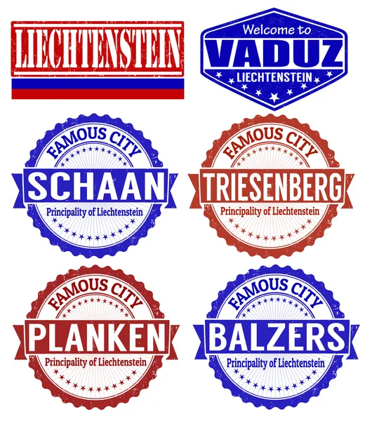 Liechtenstein steden stempels — Stockvector