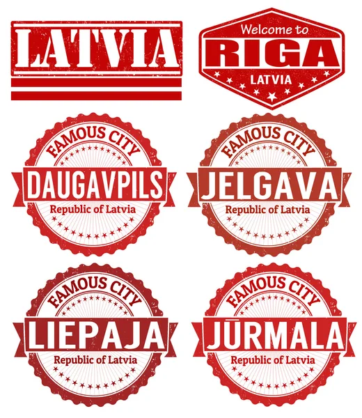 Latvia cities stamps — Stock Vector