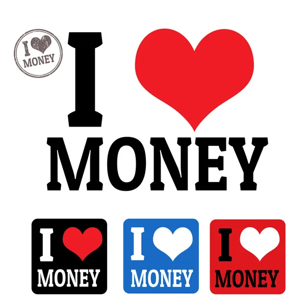 I aşk para işareti ve etiketleri — Stok Vektör