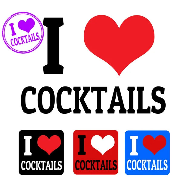 I love cocktails sign and labels — Stock Vector