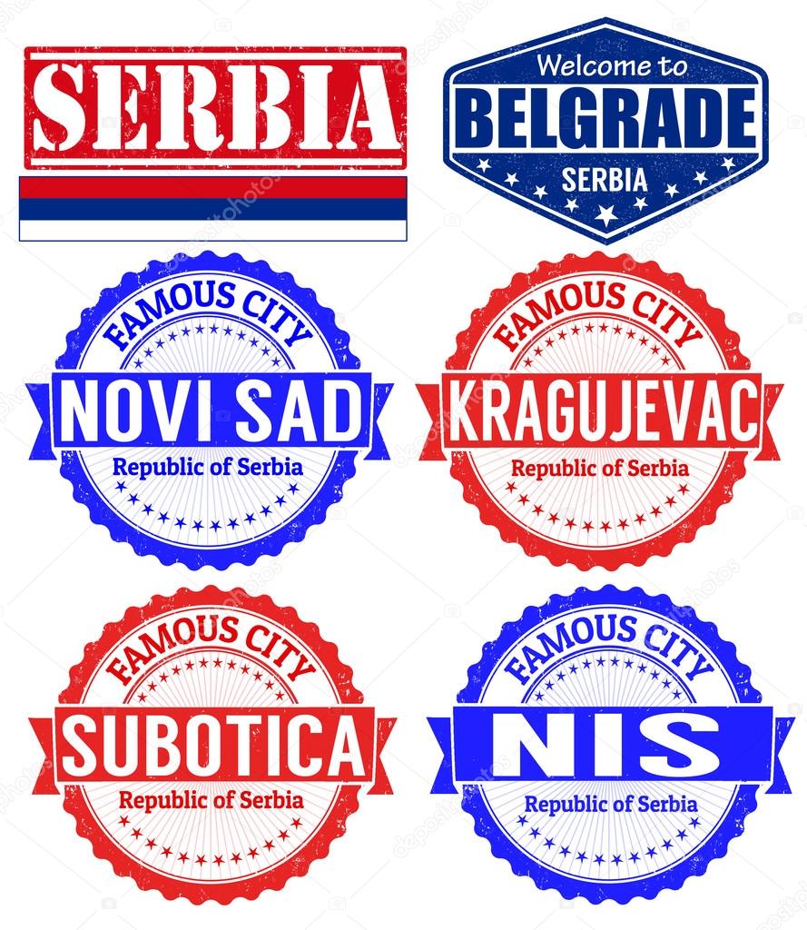Serbia cities stamps