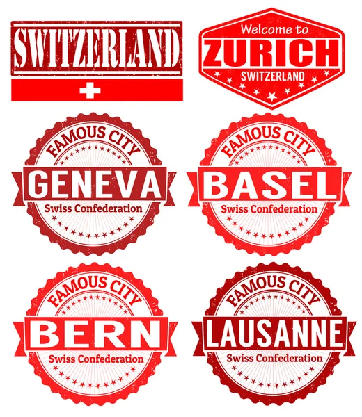 Switzerland cities stamps — Stock Vector