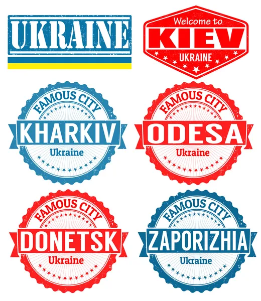 Ukraina städer frimärken — Stock vektor