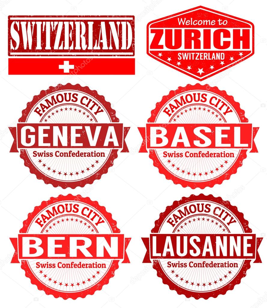 Switzerland cities stamps
