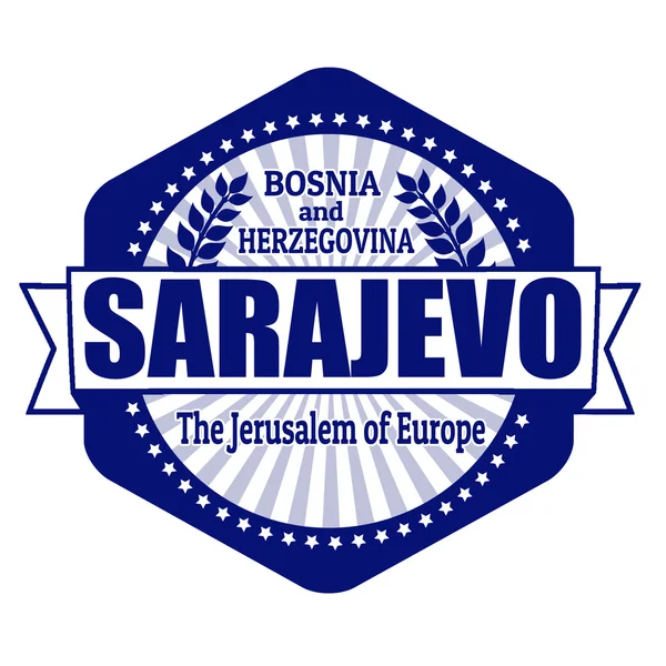 Sarajevo capital de Bosnia y Herzegovina etiqueta o sello — Archivo Imágenes Vectoriales