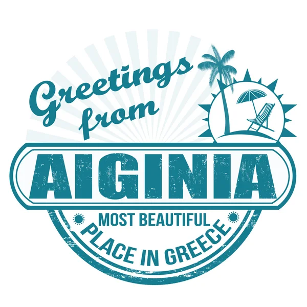 Greetings from Aiginia stamp — Stock Vector