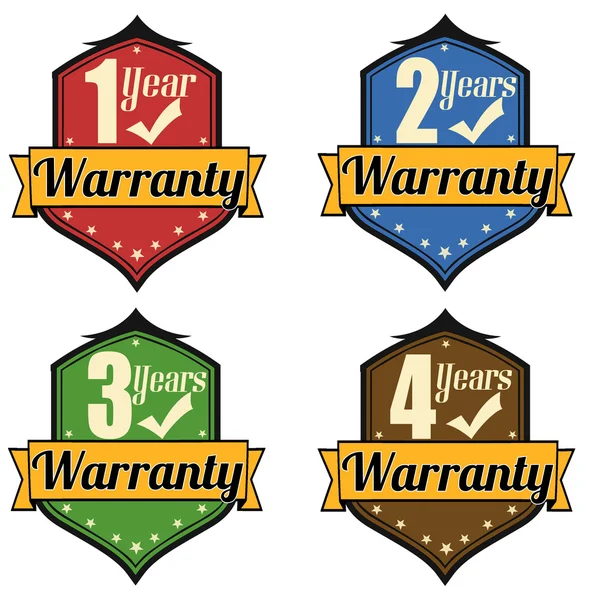 1-4 Years Warranty labels set — Stock Vector