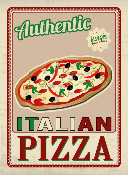 Äkta italiensk pizza retro affisch — Stock vektor