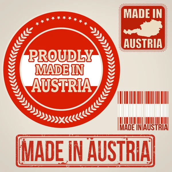 Sellos y etiquetas fabricados en Austria — Vector de stock