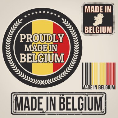 Made in Belgium stamp and labels clipart