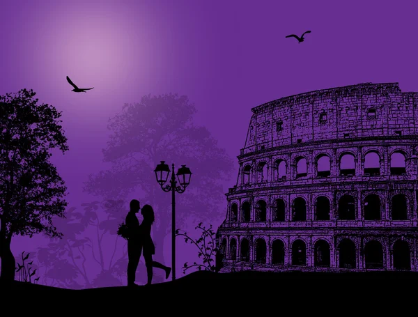 Couple silhouette in Rome — Stock Vector