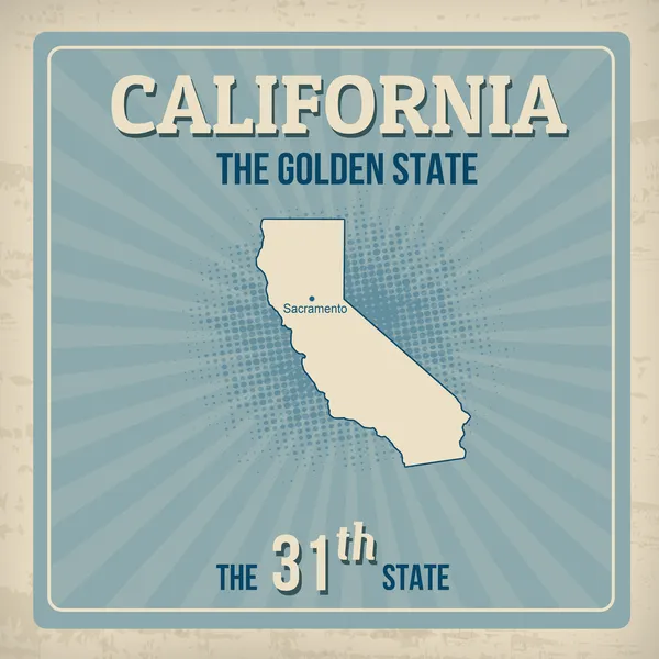 Kalifornien Retro-Poster — Stockvektor