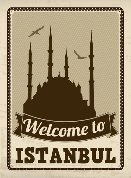 Welcome to Istanbul retro poster — Stock Vector