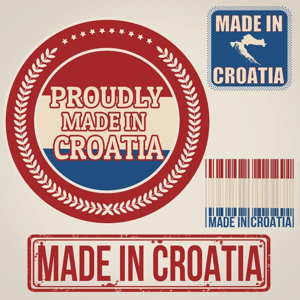 Feito na Croácia carimbo e etiquetas — Vetor de Stock