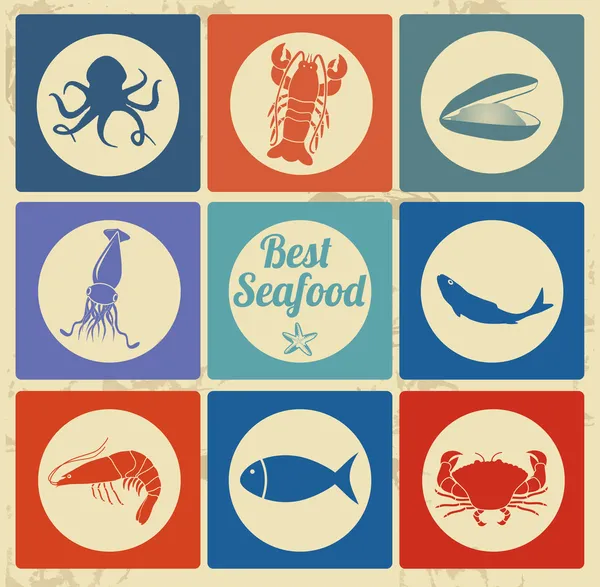 Лучшие иконы морепродуктов — стоковый вектор