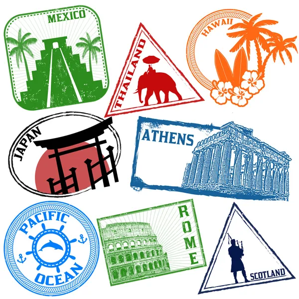 Set of travel stamps — Stock Vector