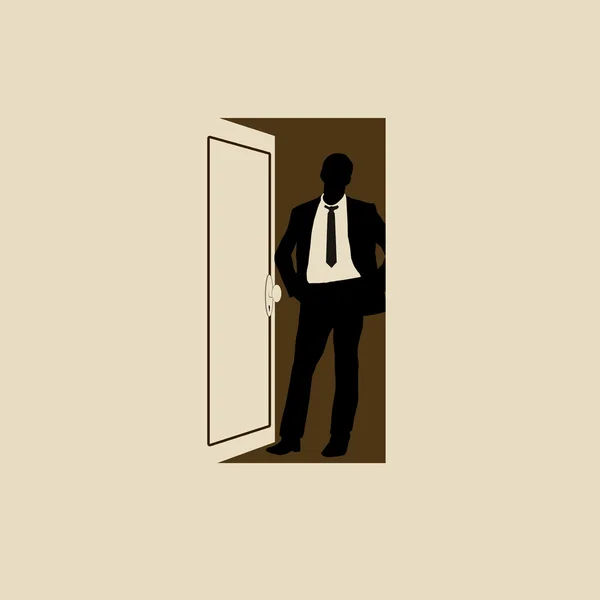 Empresario en Doorway — Vector de stock