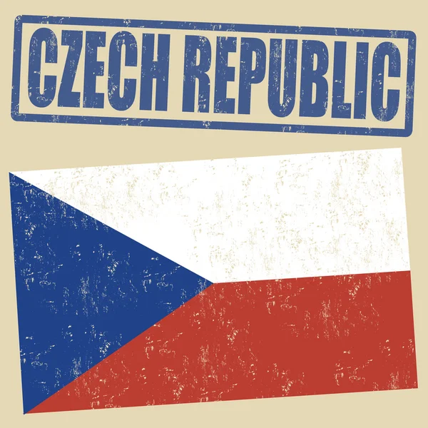 捷克共和国 grunge 国旗和邮票 — 图库矢量图片
