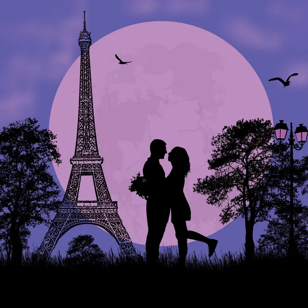 Amantes em Paris —  Vetores de Stock