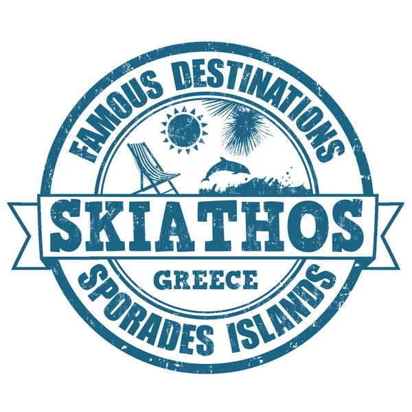 Skiathos, timbre de destinations célèbres — Image vectorielle