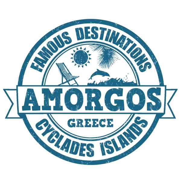 Amorgos, famous destinations stamp — Stock Vector