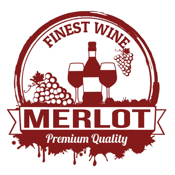 Merlot víno razítko — Stockový vektor