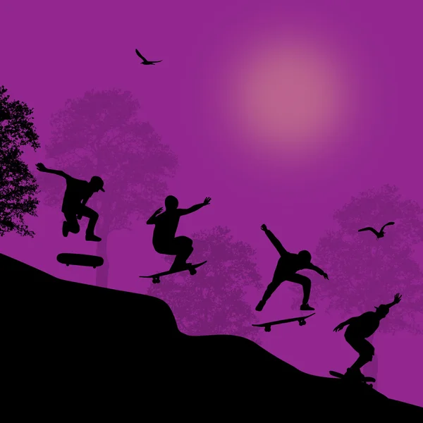 Skater silhouetten achtergrond — Stockvector