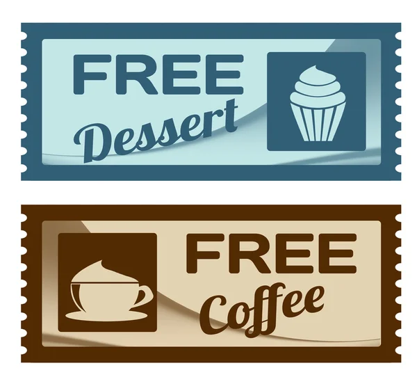 Gratis dessert och kaffe kuponger — Stock vektor