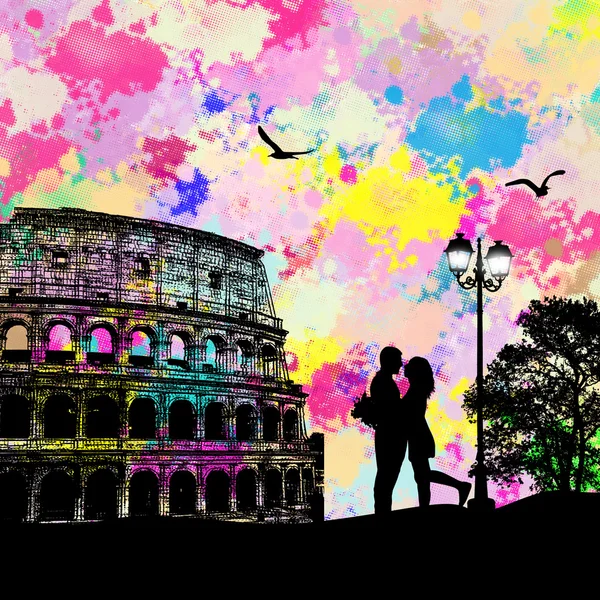 Vue Vintage de Rome — Image vectorielle
