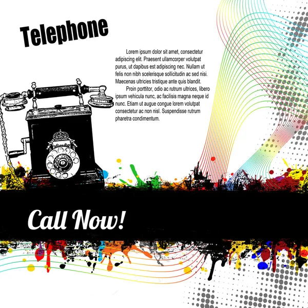 Vecchio stile Telefono poster — Vettoriale Stock