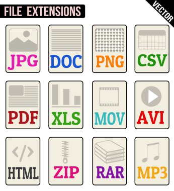 File types icons set clipart