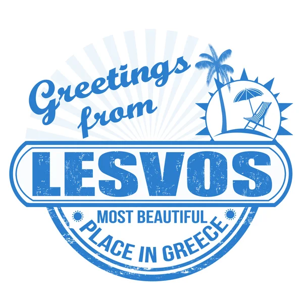 Greetings from Lesvos stamp — Stock Vector