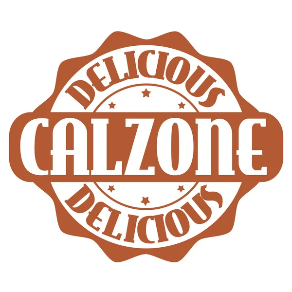 Delicious calzone stamp or label — Stock Vector