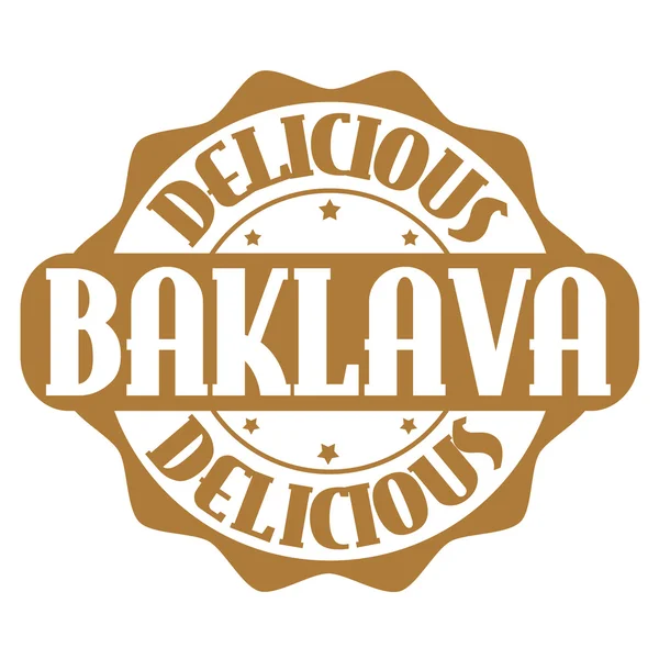 Delicioso selo ou rótulo de baklava — Vetor de Stock