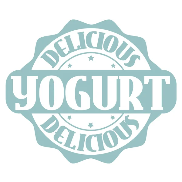 Delicioso sello o etiqueta de yogur — Vector de stock