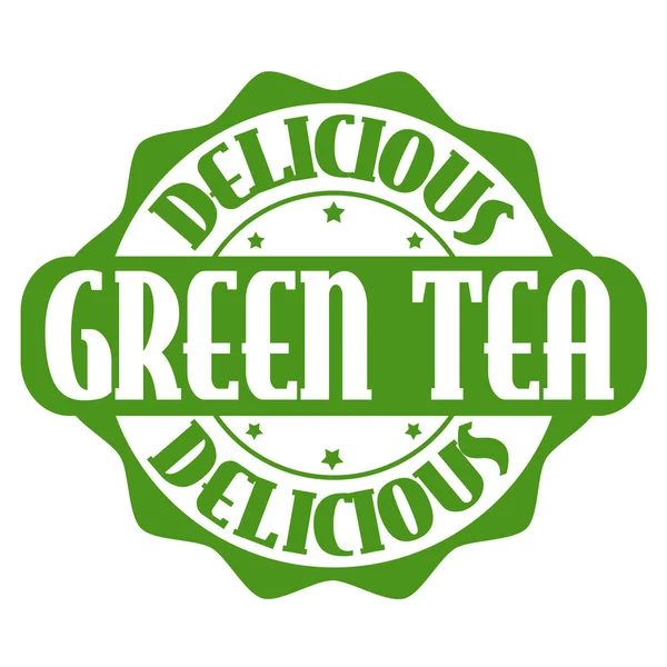 Delicioso sello de té verde o etiqueta — Vector de stock