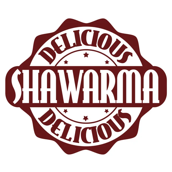 Delicioso selo ou rótulo shawarma — Vetor de Stock